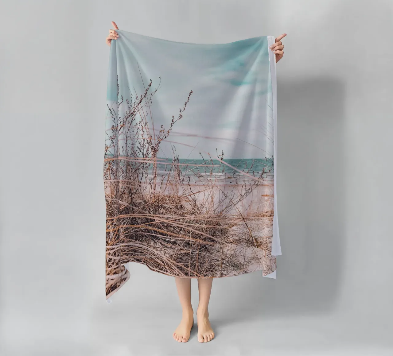 Coastal grass in the wind - design in harmony with nature beach towel by Whole©