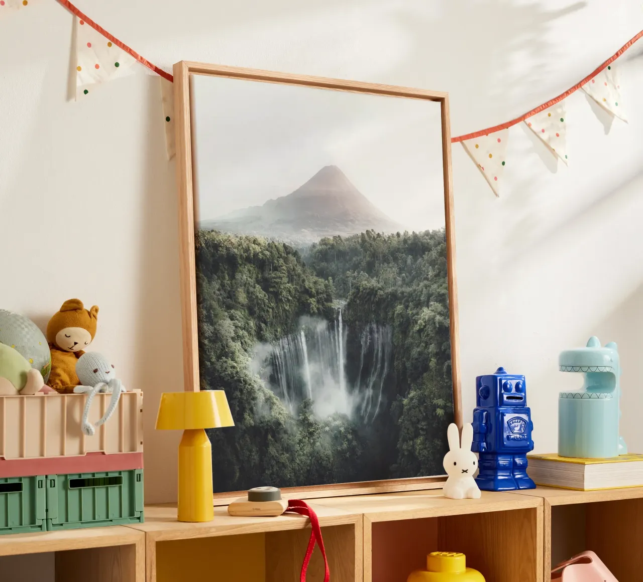Volcanic waterfall - the power of nature canvas with Floater frame by Whole©