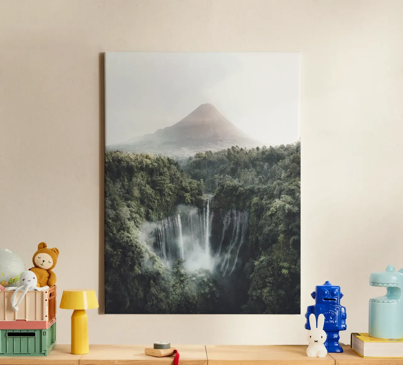 Volcanic waterfall - the power of nature canvas with Floater frame by Whole©