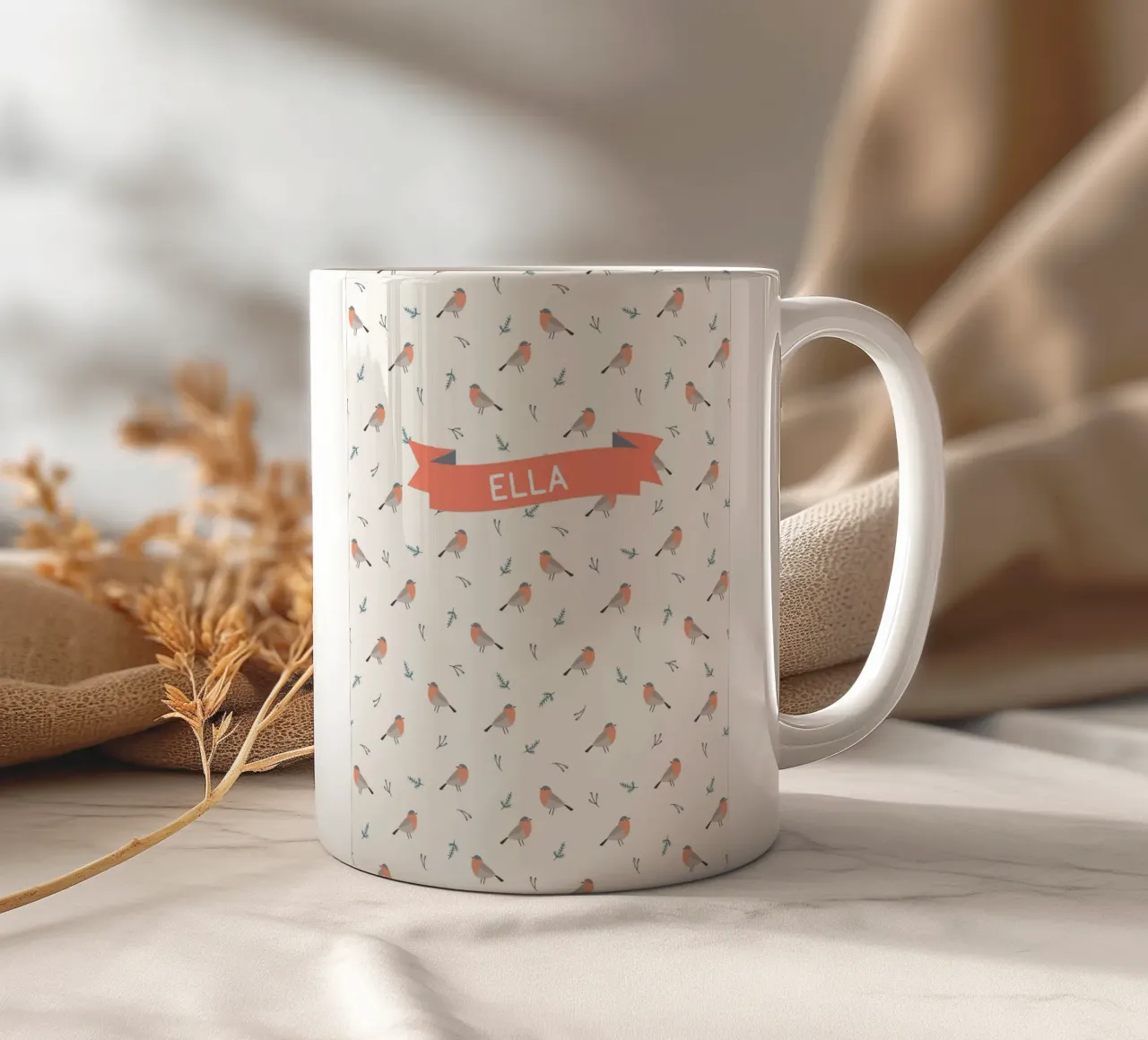 Rotkelchen tazza in ceramica da Ohkimiko
