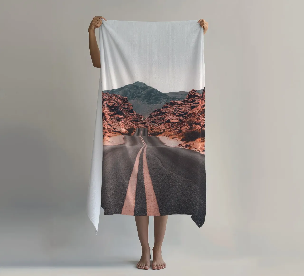 Desert Road - Path into the unknown beach towel by Whole©
