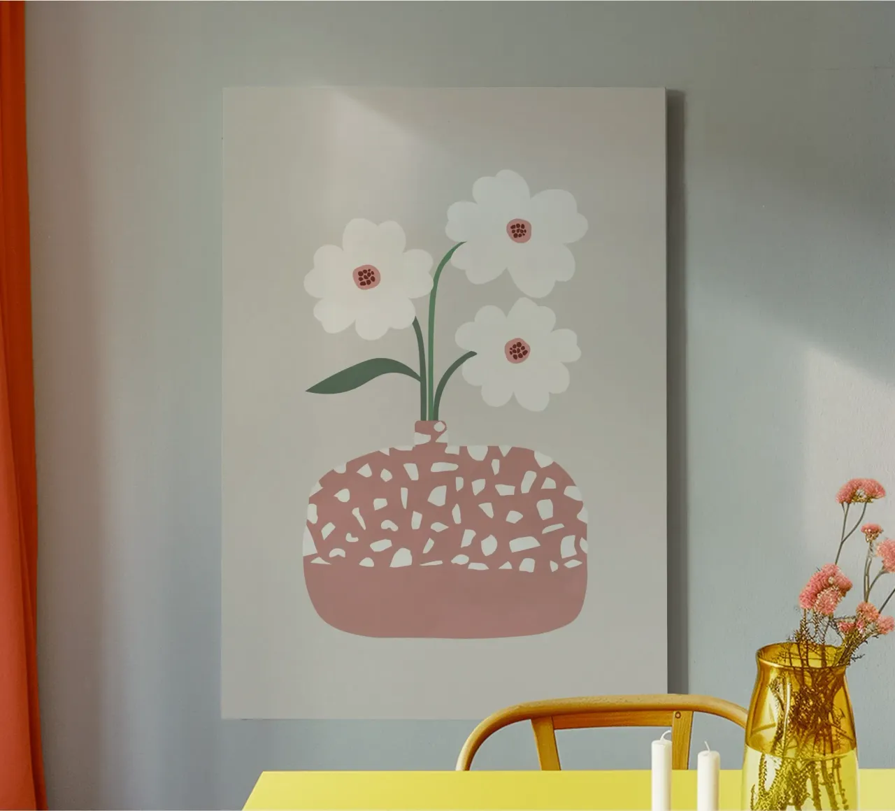 Terrazzo & Flowers tela con Cornice a cassetta da Orara Studio