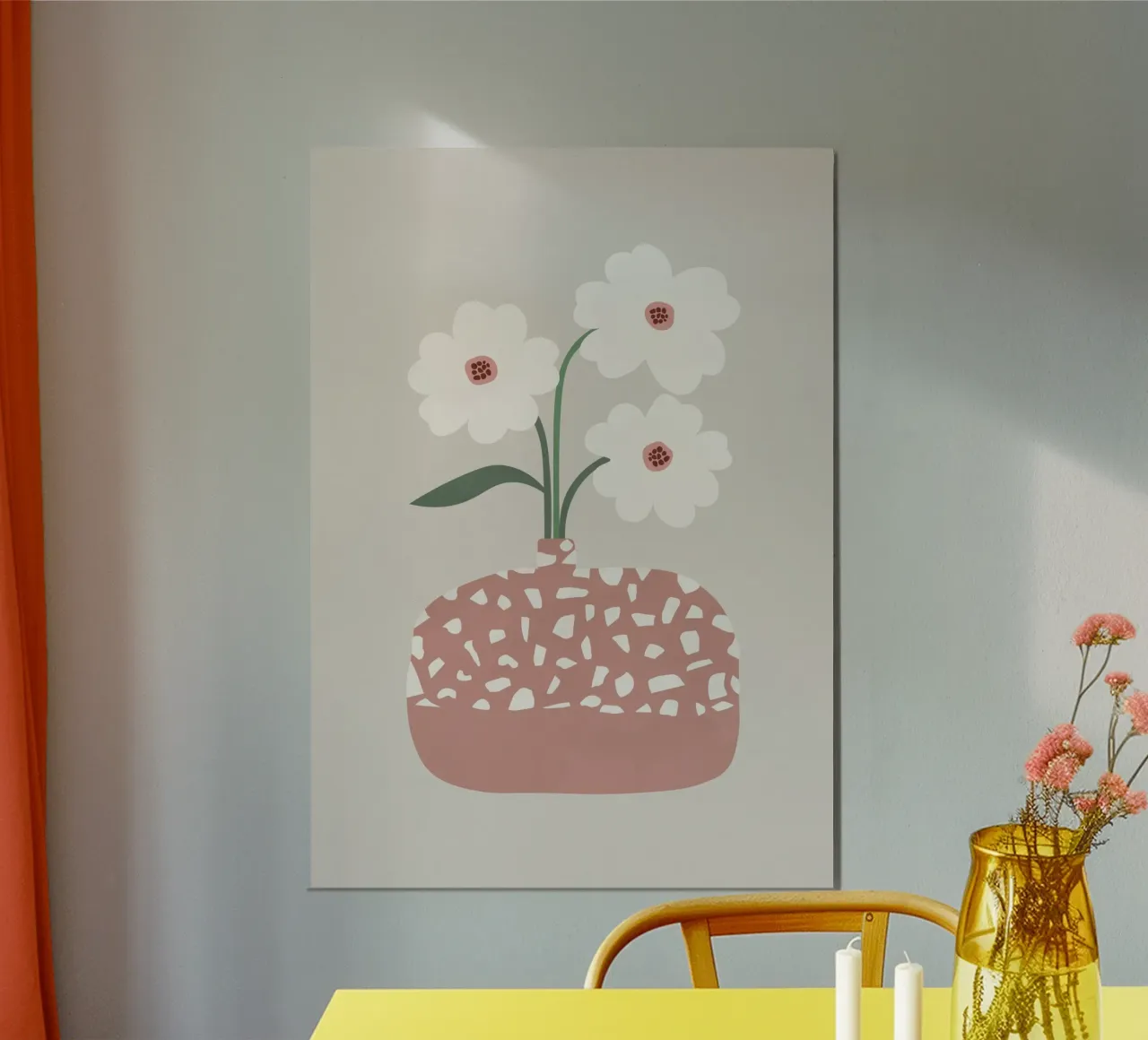 Terrazzo & Flowers poster con telaio in alluminio da Orara Studio