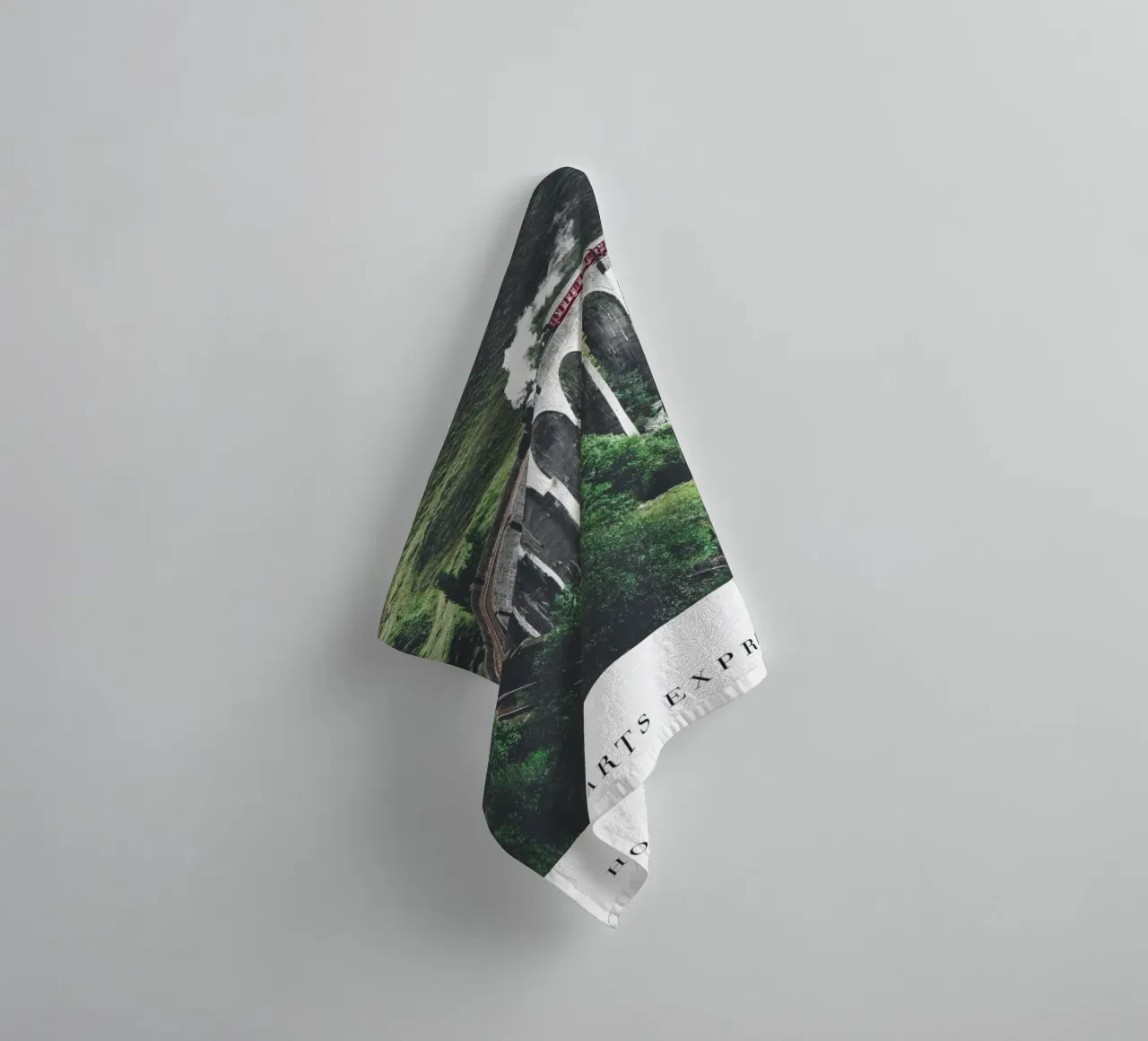 Enchanting train journey - Fairytale railway bridge towel by Whole©