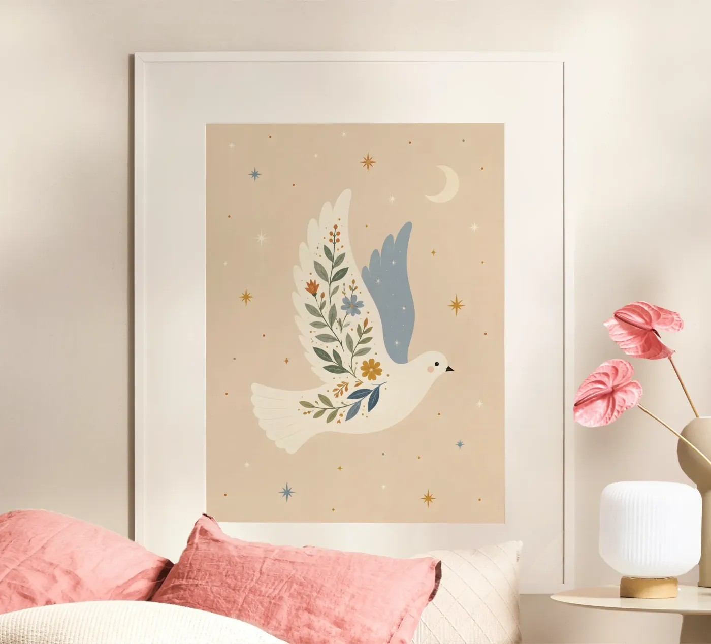 Boho Bird poster van Sunshine Prints