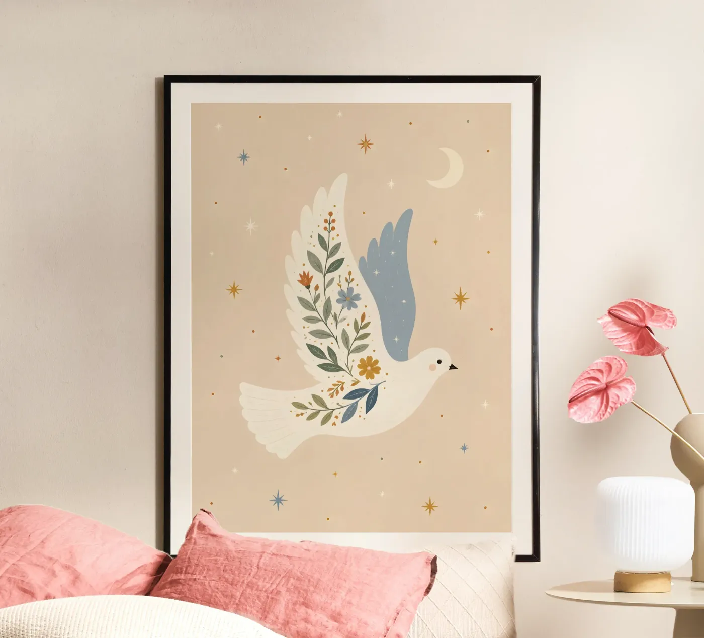 Boho Bird poster van Sunshine Prints