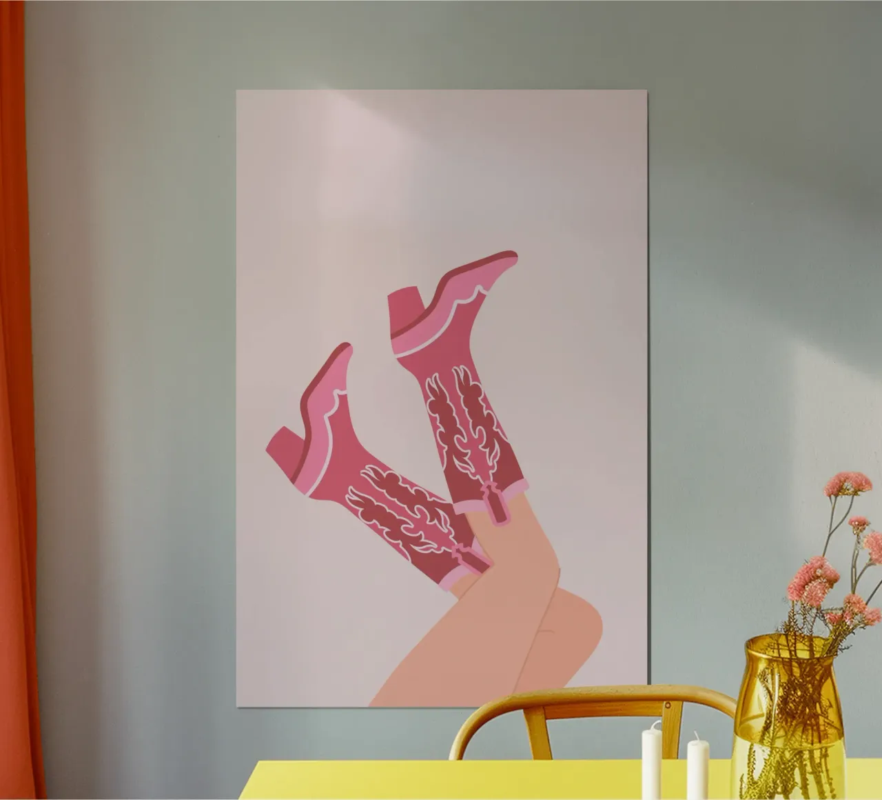 Preppy Pink Wall Art,Cowgirl boots print, Pink bedroom decor carta hahnemühle da pdigitalprints