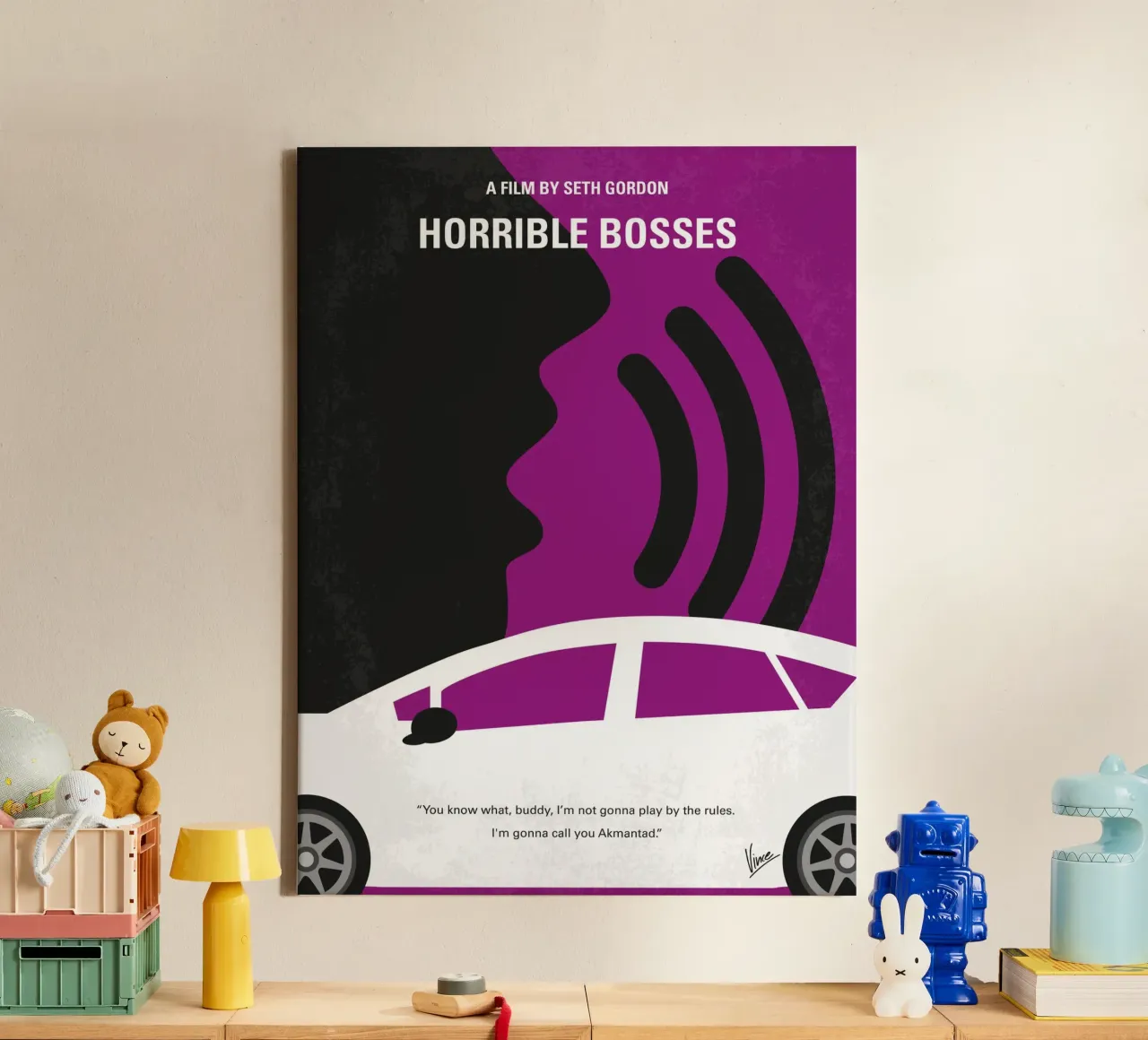 No892 My Horrible Bosses minimal movie poster tela con Cornice a cassetta da Chungkong