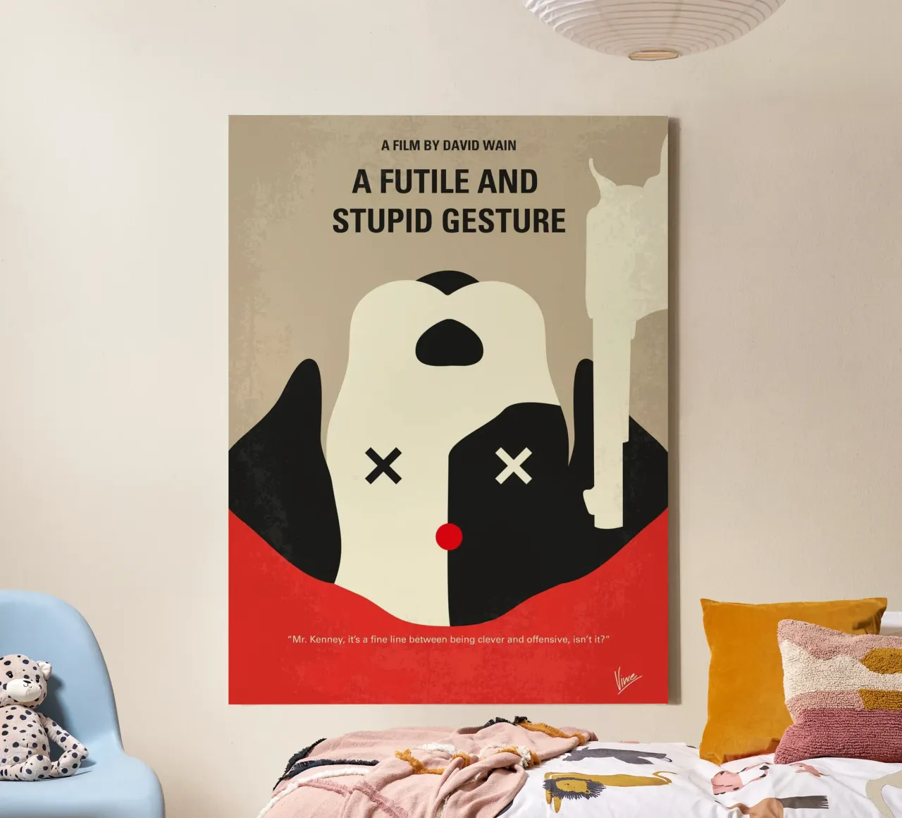 No893 My A Futile and Stupid Gesture minimal movie poster tela da Chungkong
