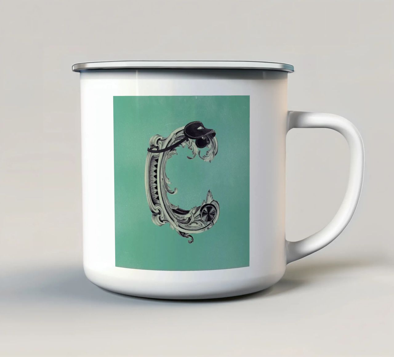 Steampunk Alphabet Letter C emaille mok van Birgit Palma