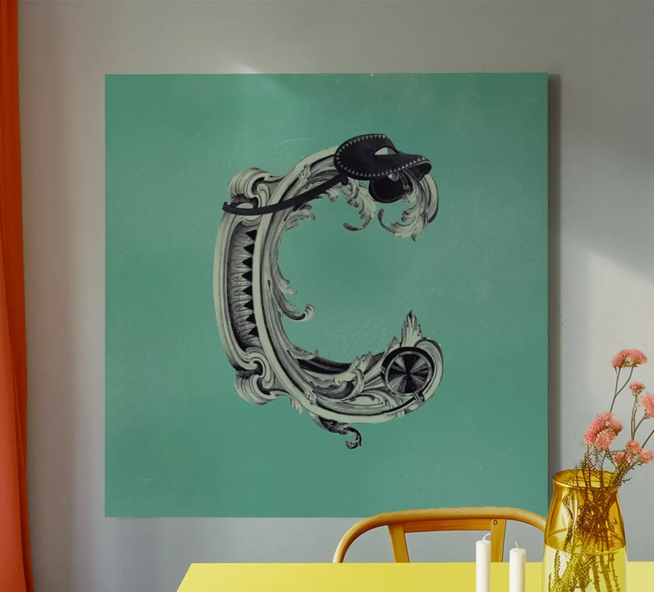 Steampunk Alphabet Letter C tela con Cornice a cassetta da Birgit Palma