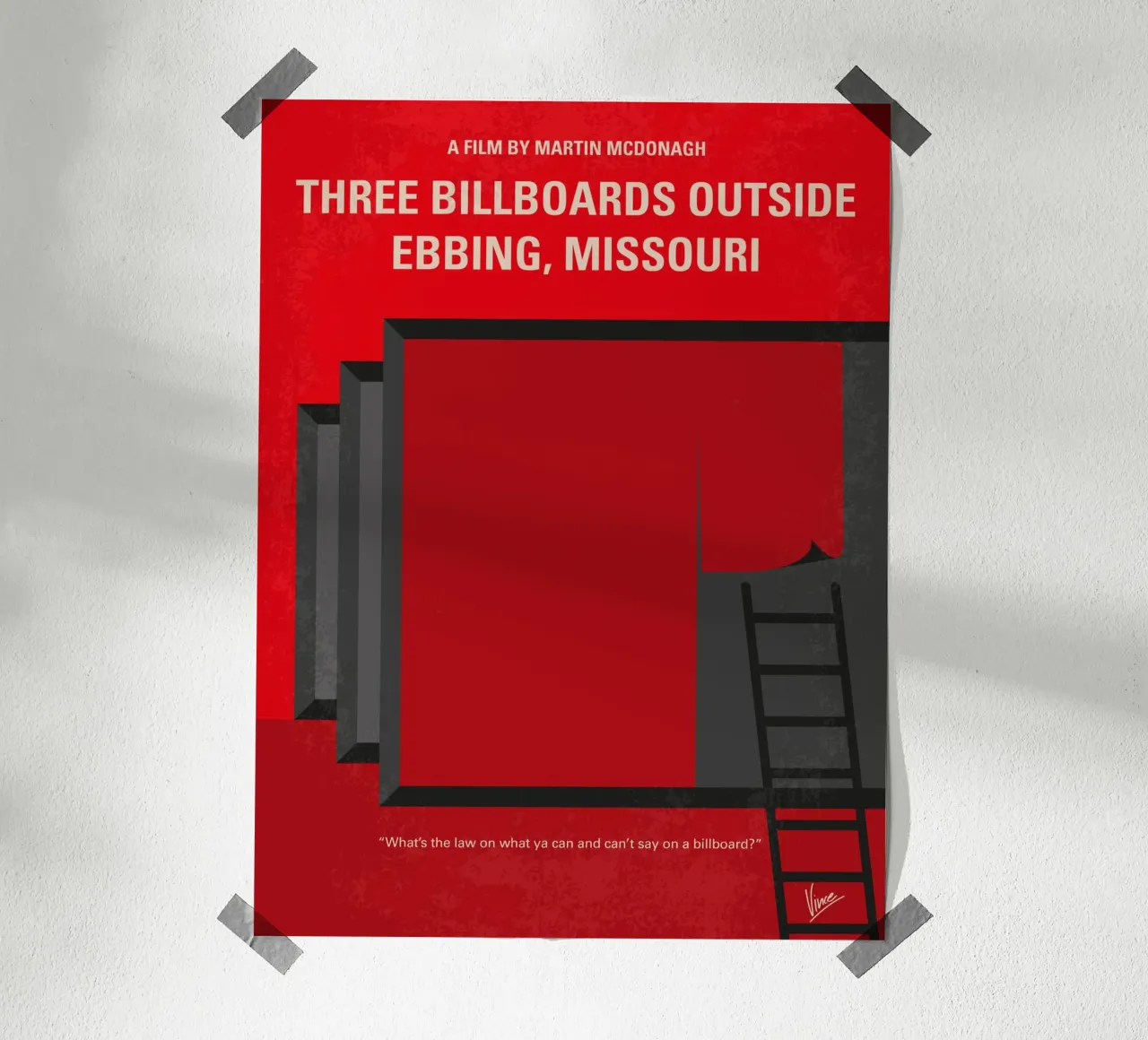 No900 My Three Billboards minimal movie poster poster con telaio in alluminio da Chungkong