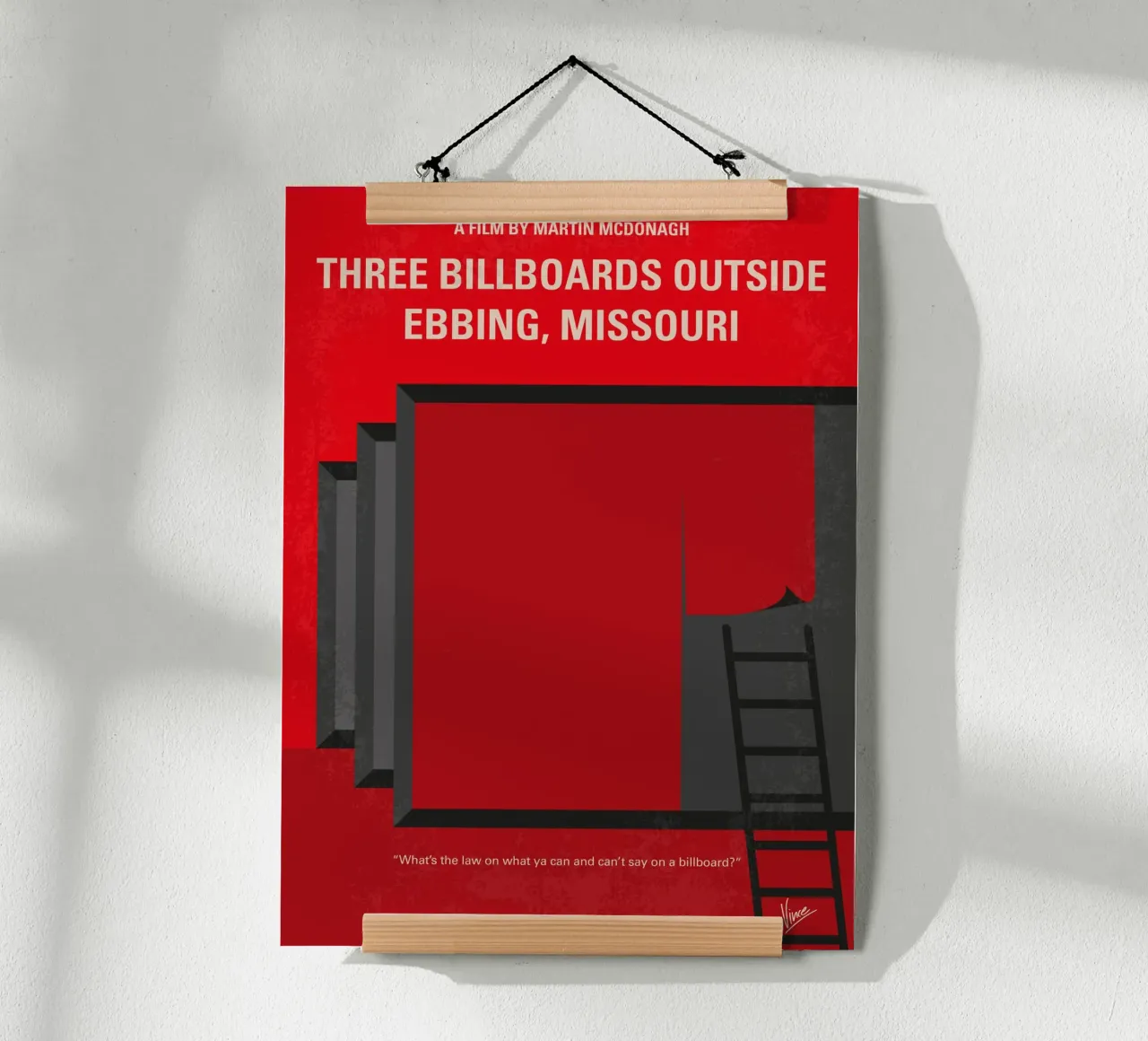 No900 My Three Billboards minimal movie poster poster con telaio in alluminio da Chungkong