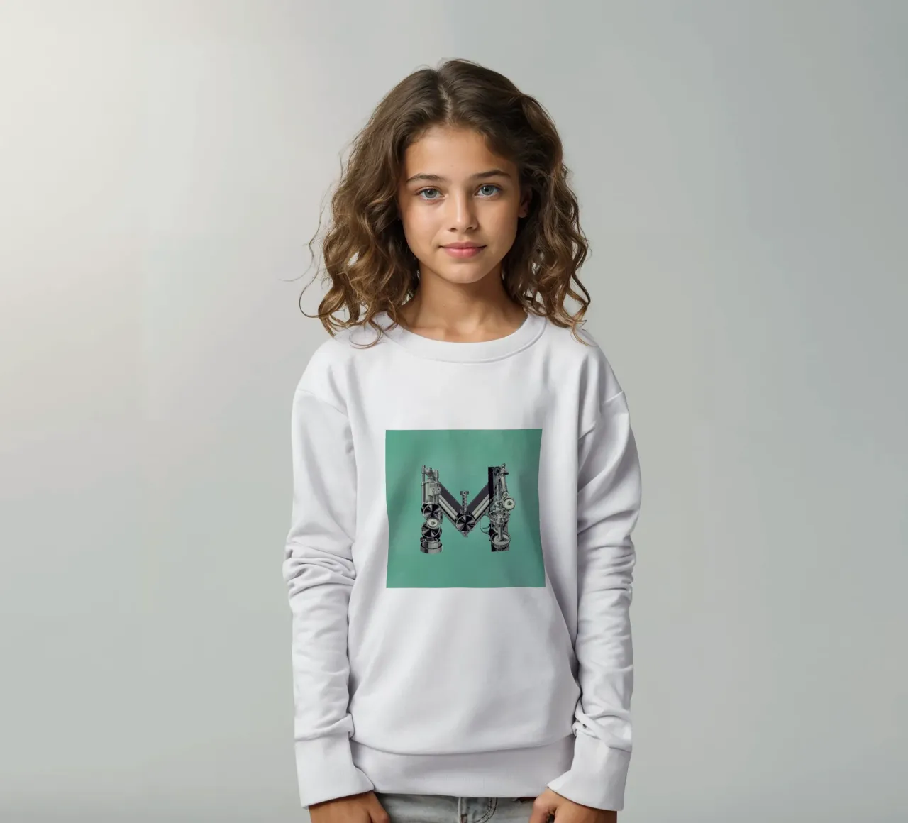 Steampunk Alphabet Letter M kids sweatshirt by Birgit Palma