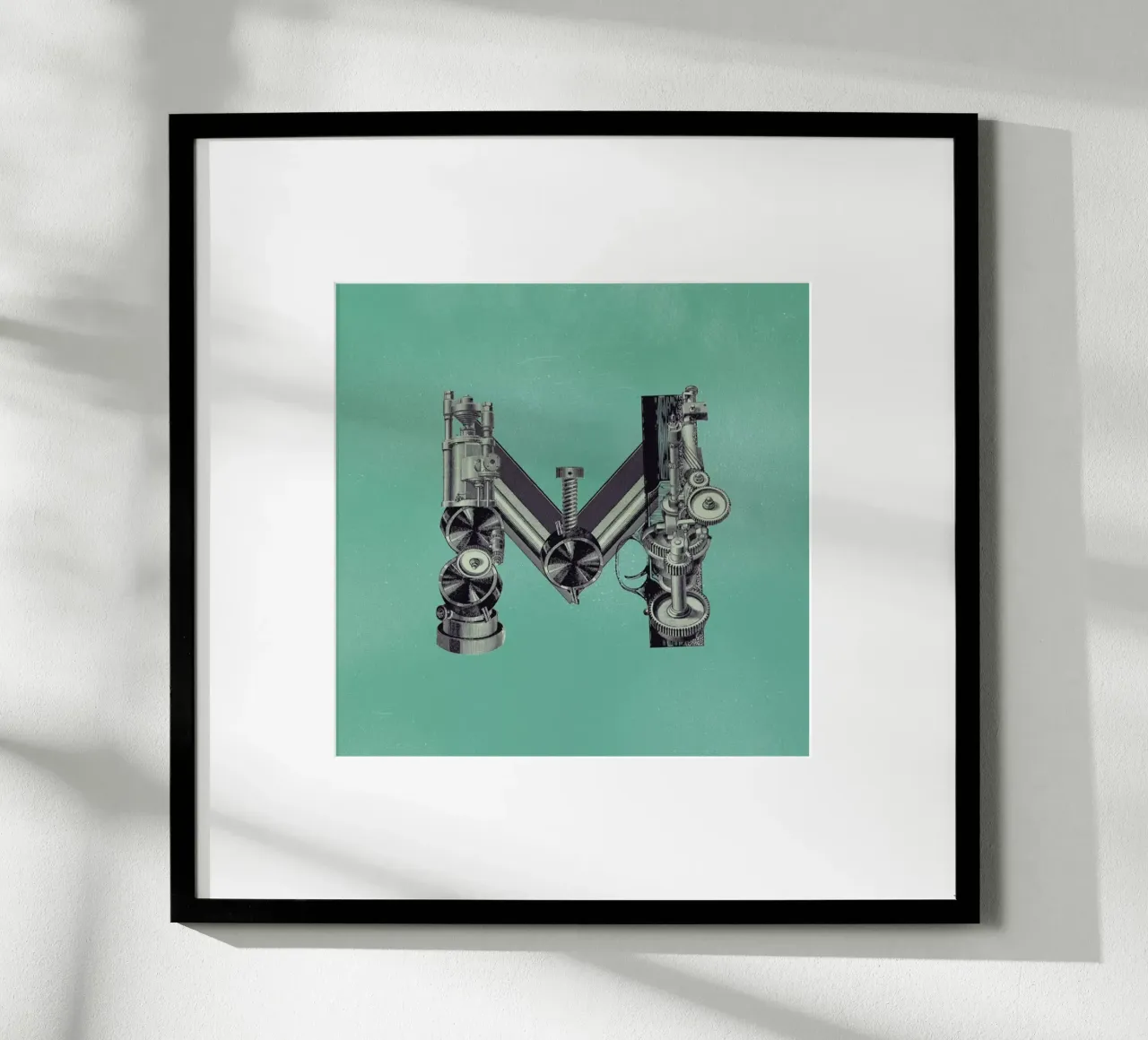 Steampunk Alphabet Letter M poster con telaio in alluminio da Birgit Palma