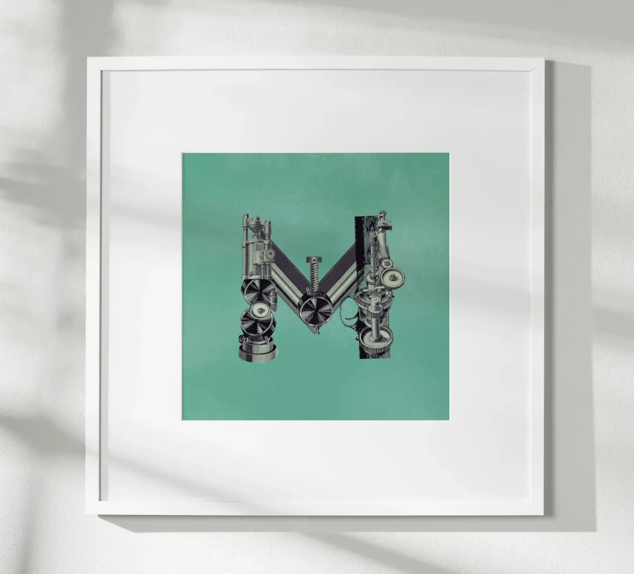 Steampunk Alphabet Letter M poster con telaio in alluminio da Birgit Palma