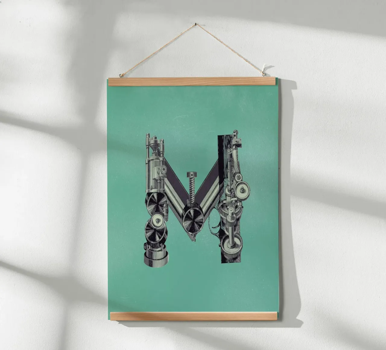 Steampunk Alphabet Letter M poster con telaio in alluminio da Birgit Palma