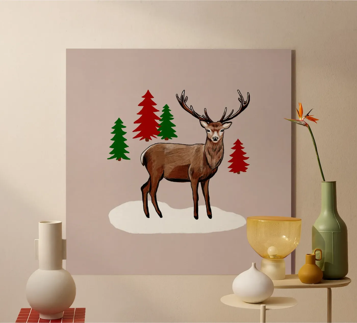 Xmas Brown Deer plexiglass da Orara Studio