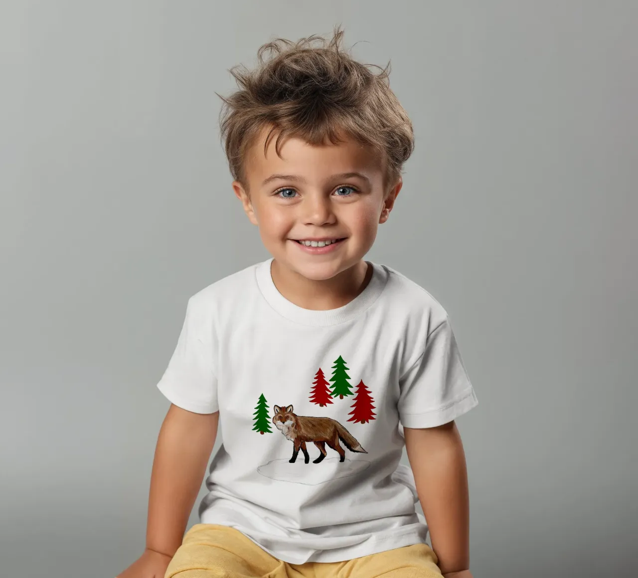 Xmas Brown Fox kids t-shirt by Orara Studio