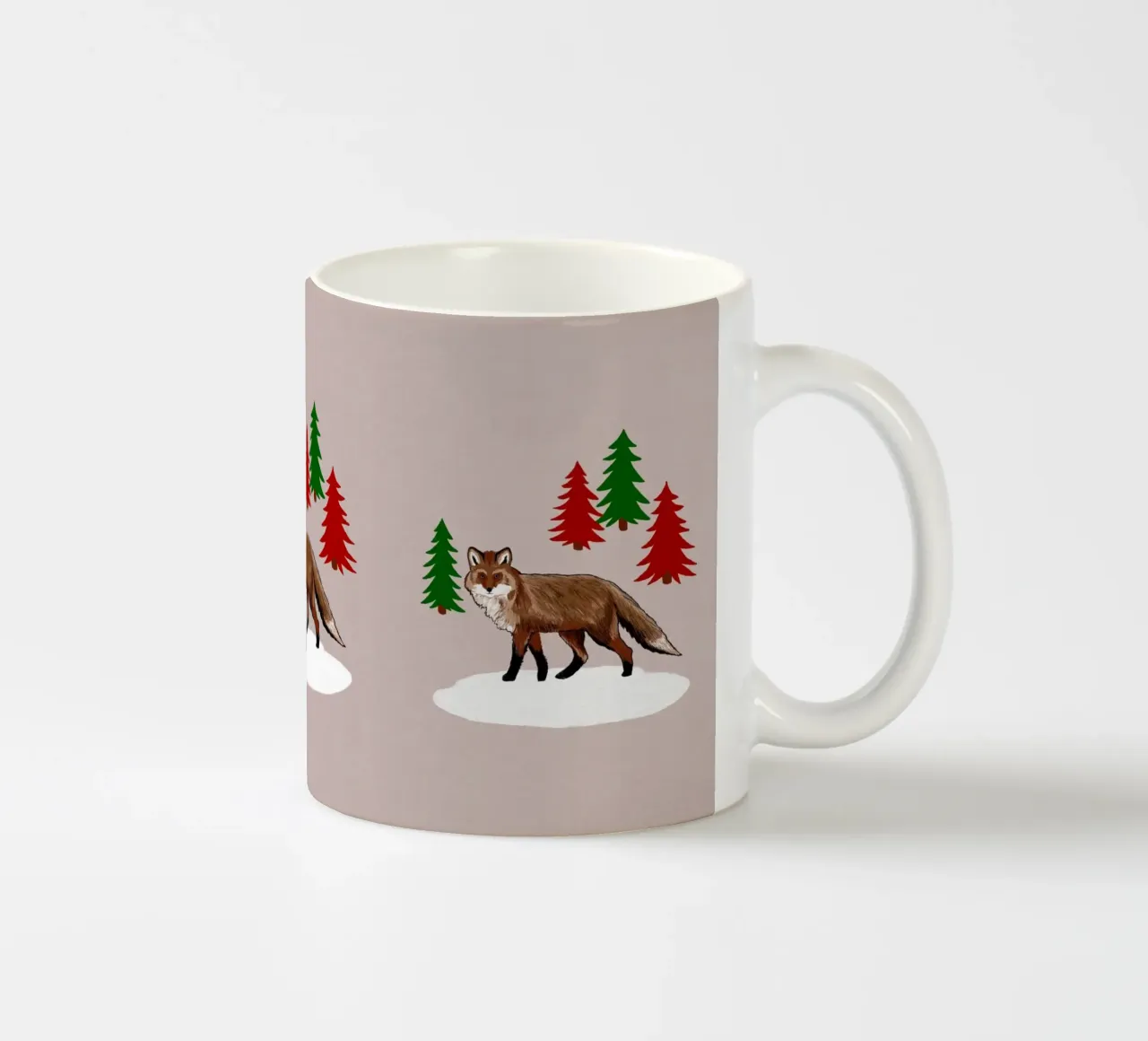 Xmas Brown Fox ceramic mug by Orara Studio