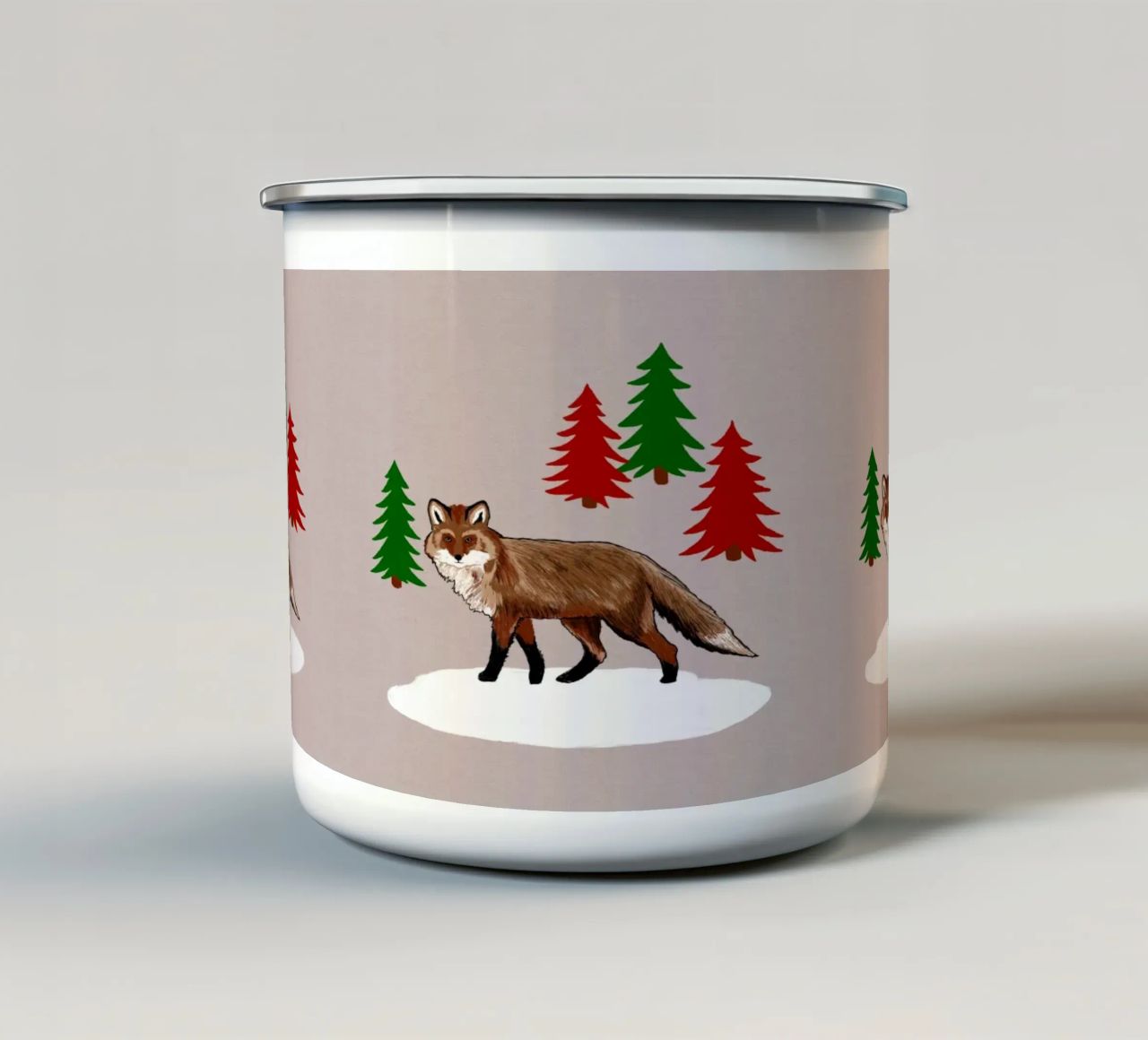 Volpe marrone di Natale tazza in smalto da Orara Studio