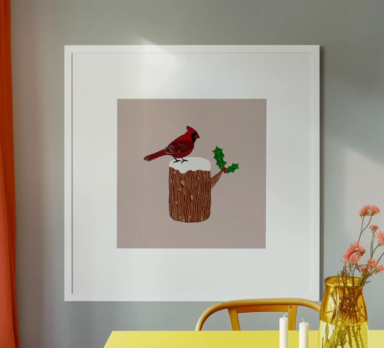 Cardenal rojo de Navidad poster de Orara Studio