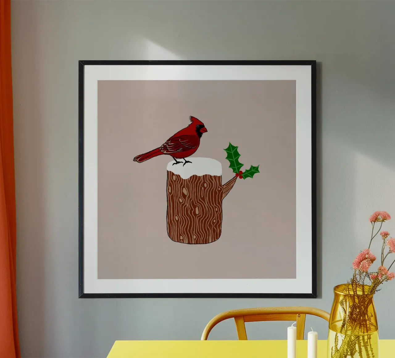 Cardenal rojo de Navidad poster de Orara Studio