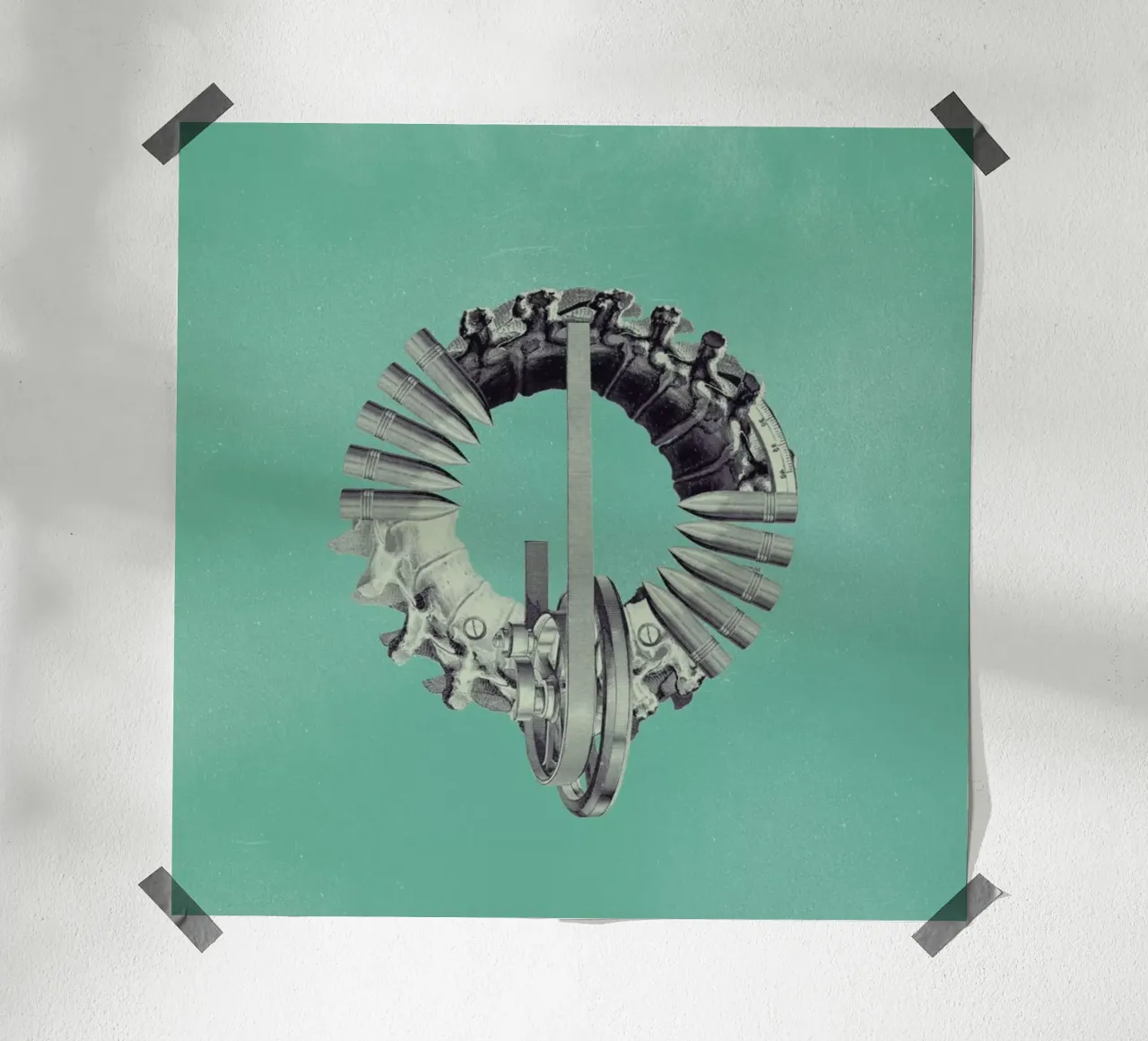 Steampunk Alphabet Letter Q poster con telaio in alluminio da Birgit Palma