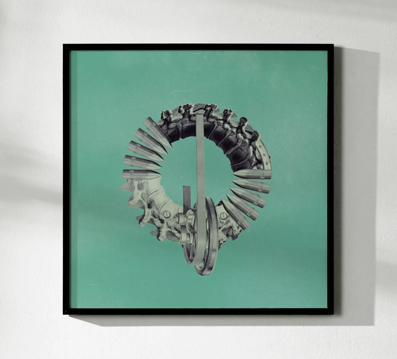 Steampunk Alphabet Letter Q poster con telaio in alluminio da Birgit Palma