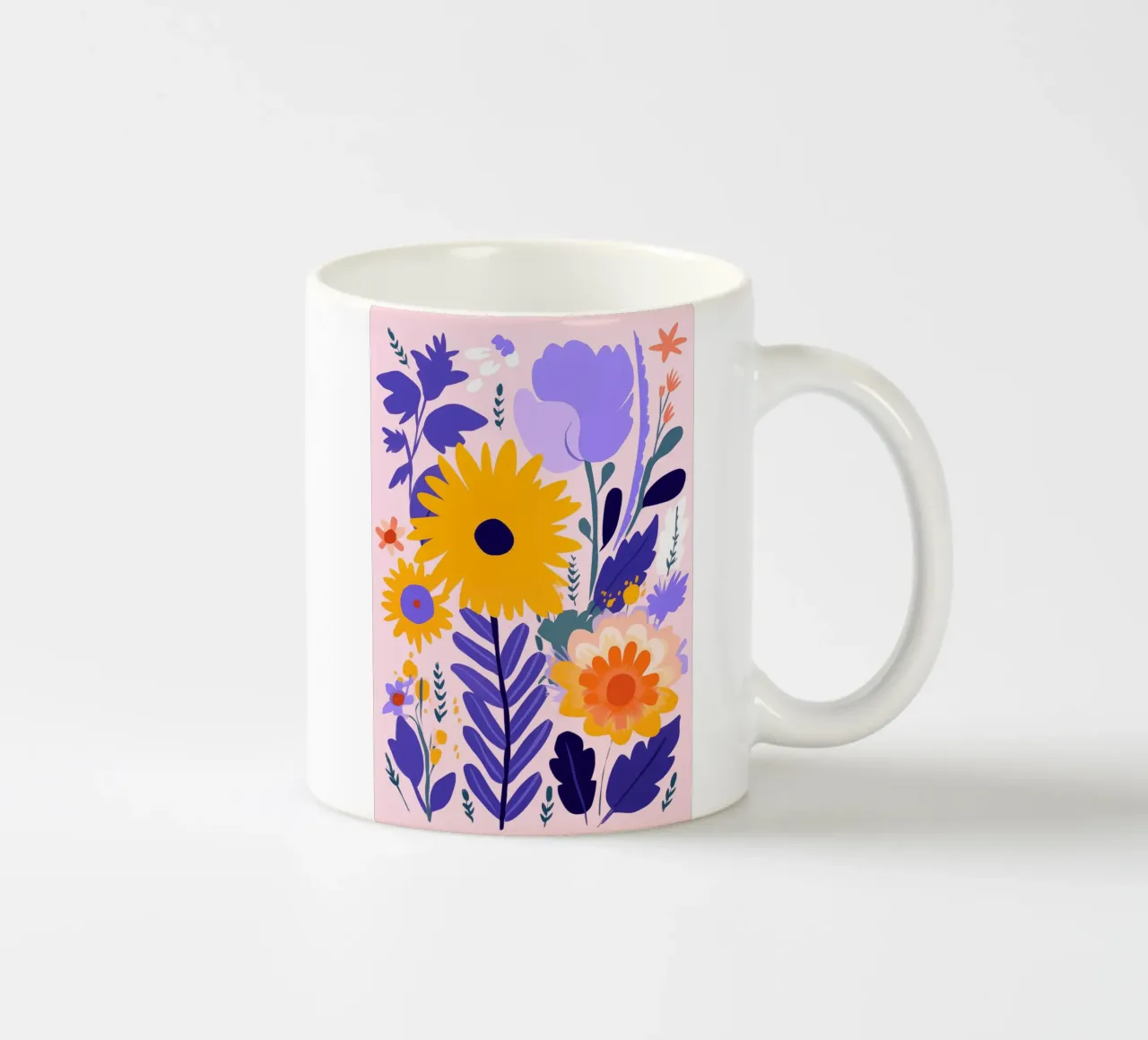 Bright, bold flowers ceramic mug by LisaArtes