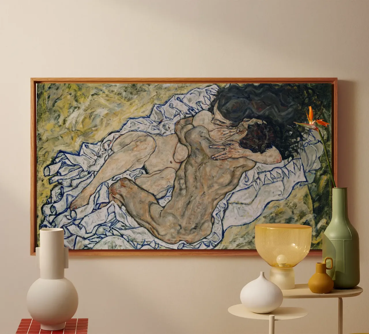 Schiele - L'abbraccio tela con Cornice a cassetta da ARTOTHEK