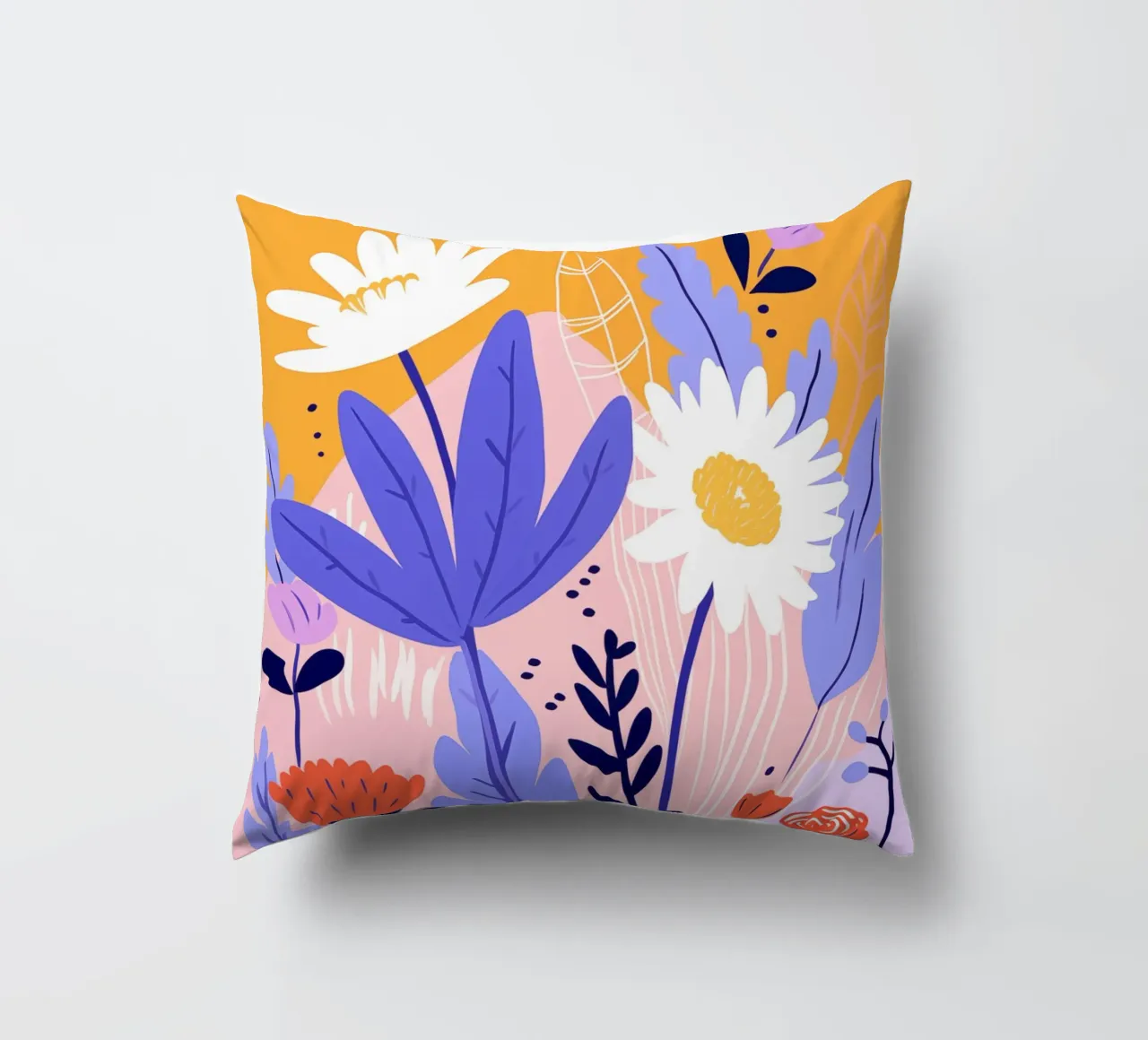 Flowers and leaves decorative cushion by LisaArtes
