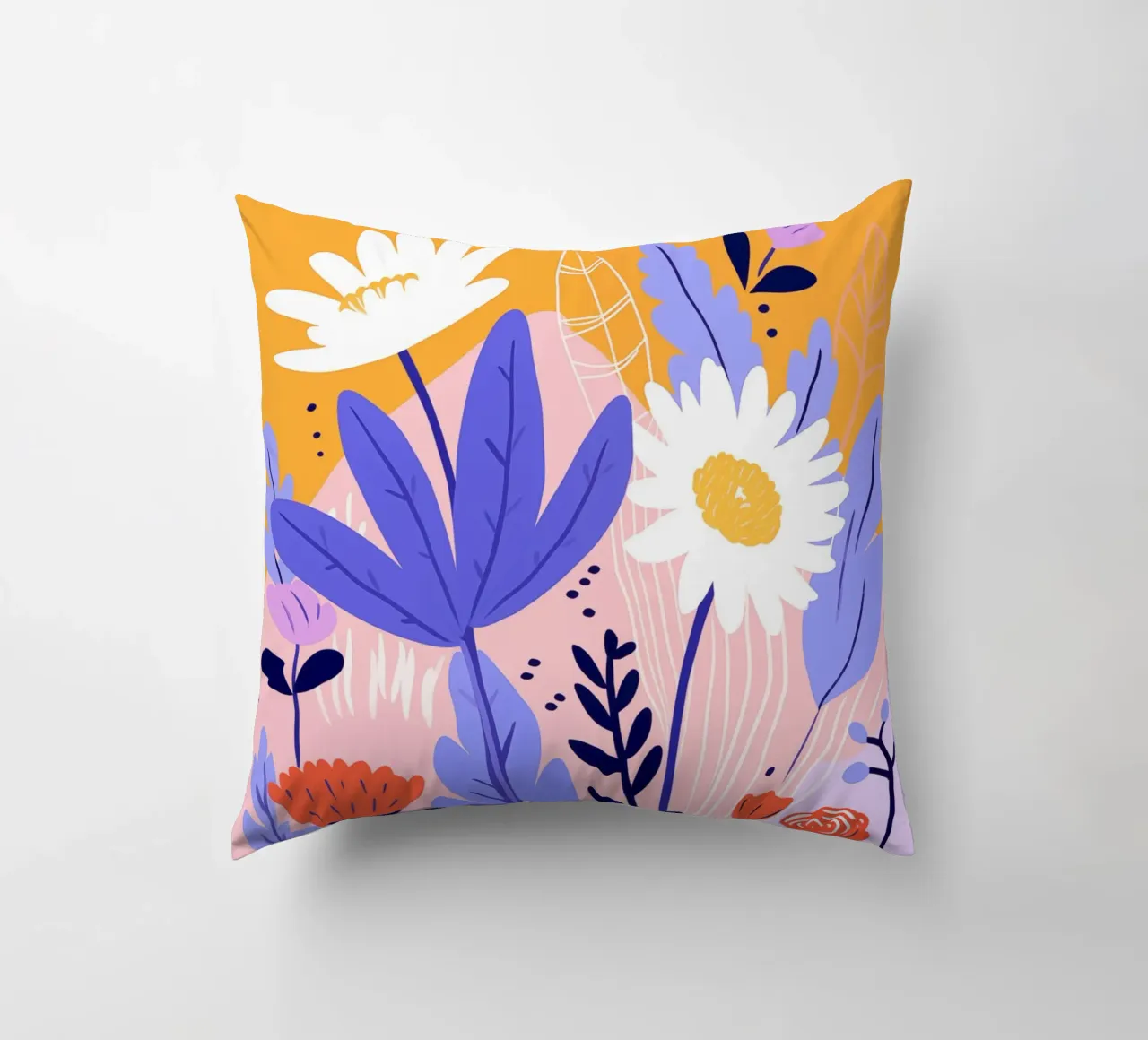 Flowers and leaves decorative cushion by LisaArtes