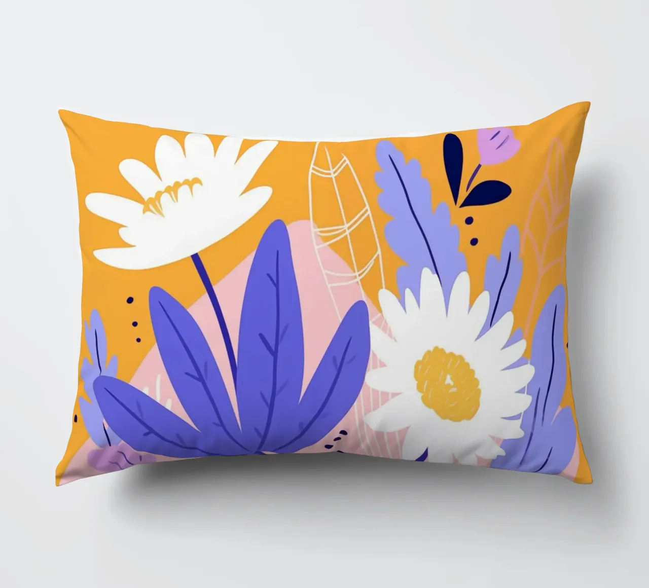 Flowers and leaves decorative cushion by LisaArtes