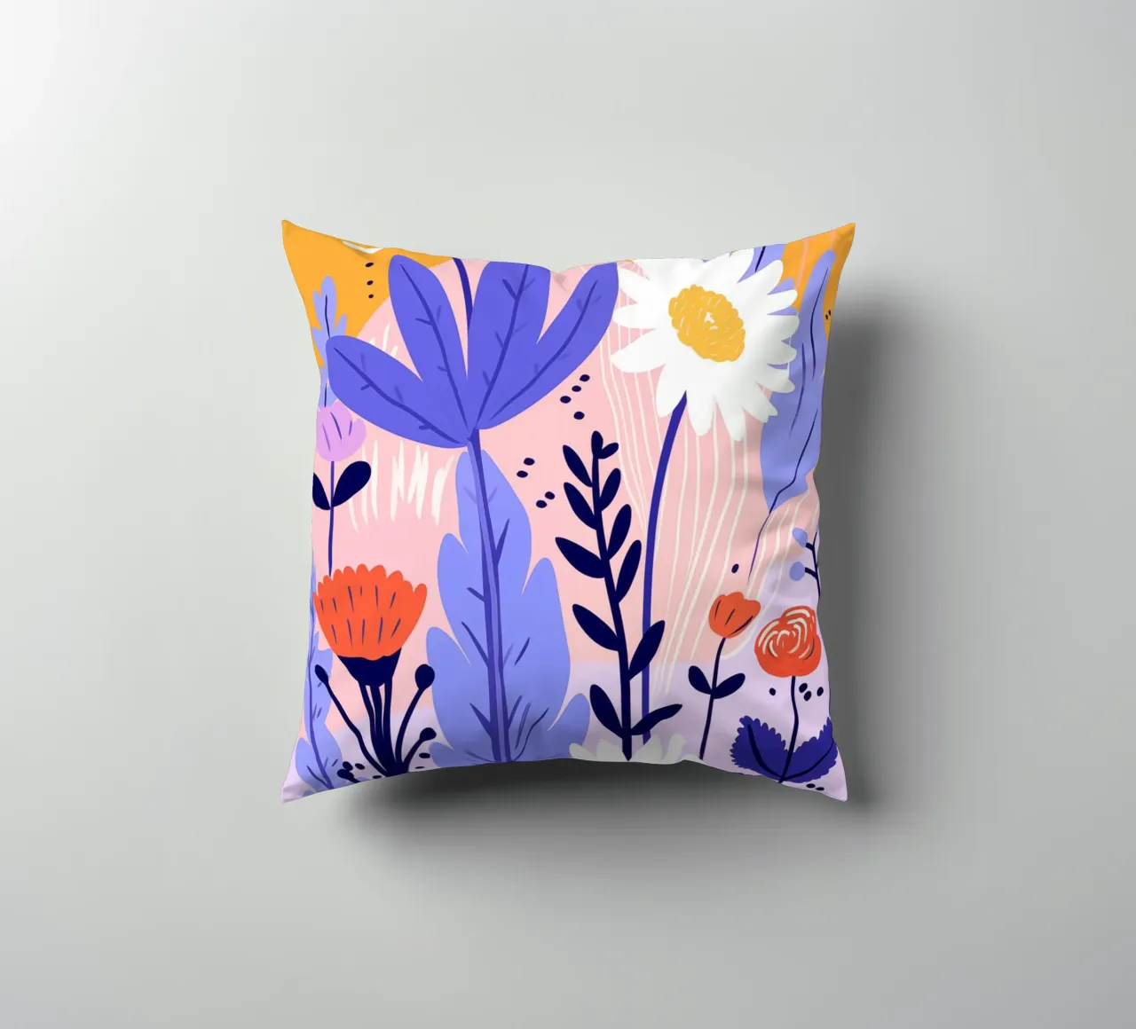 Flowers and leaves decorative cushion by LisaArtes