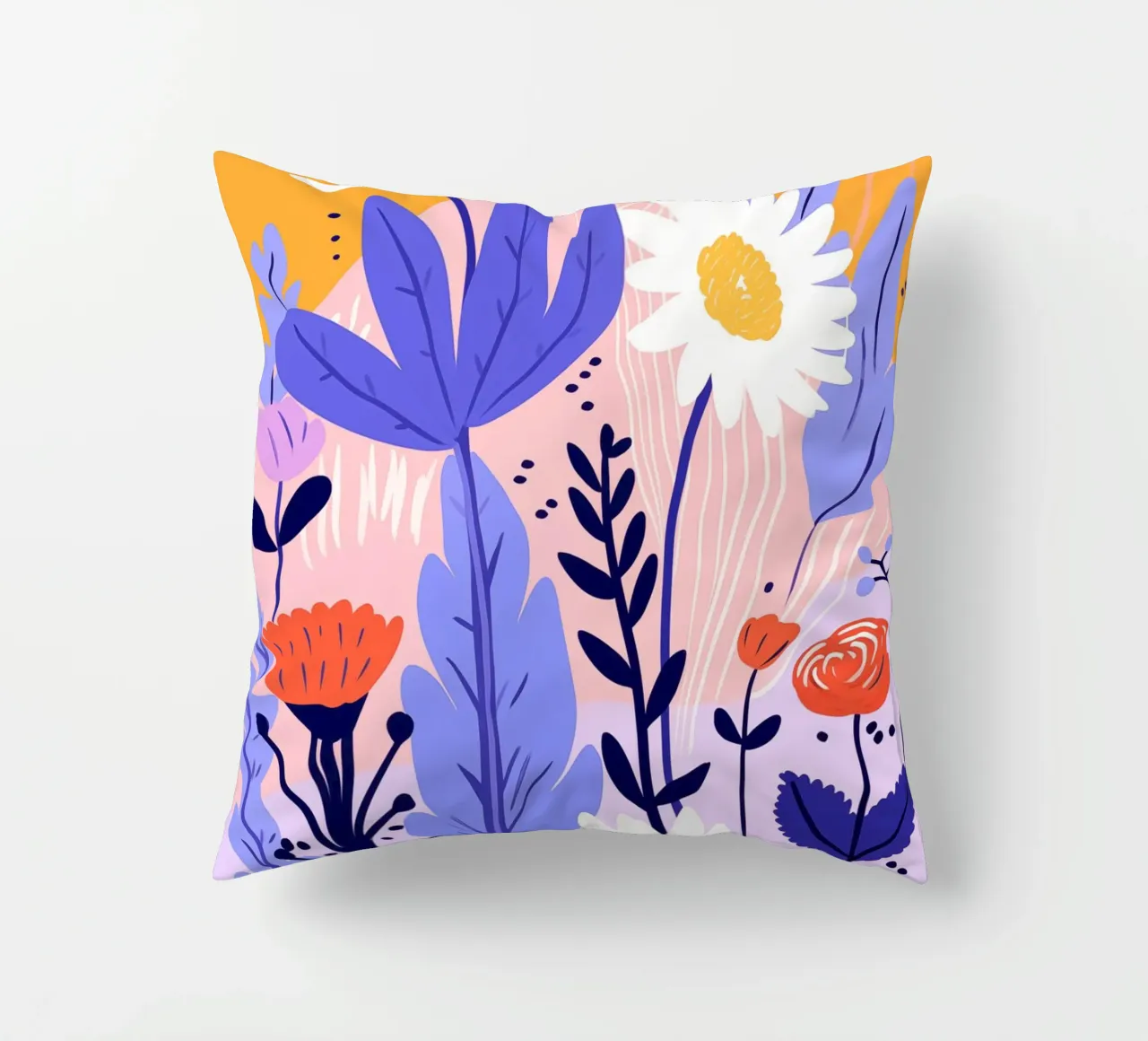 Flowers and leaves decorative cushion by LisaArtes