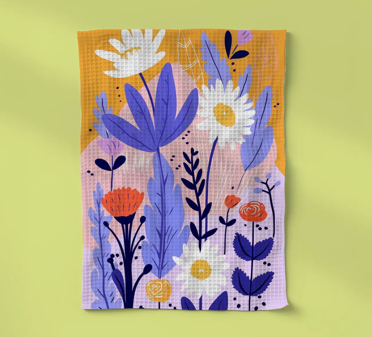 Flowers and leaves tea towel by LisaArtes