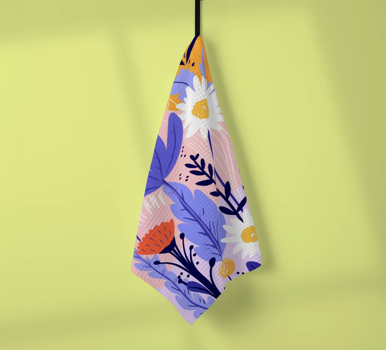 Flowers and leaves tea towel by LisaArtes