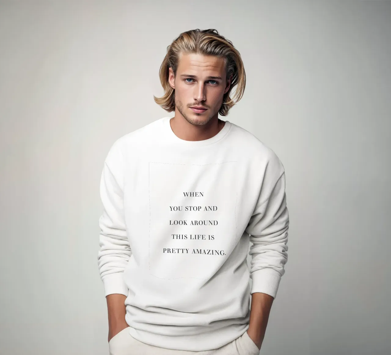 Vivre le moment présent - Typographie minimaliste sweat de Whole©