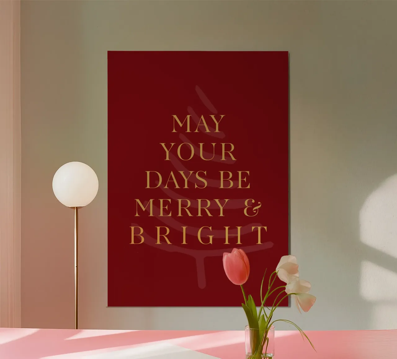 Stampa natalizia "May Your Days Be Merry & Bright" (I giorni siano felici e luminosi) poster con telaio in alluminio da Ayleen