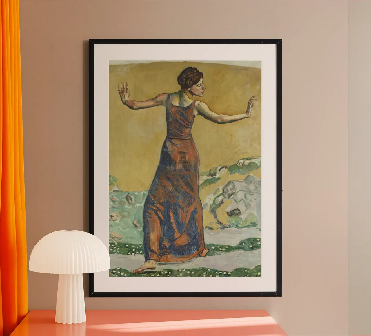 Hodler - Donna felice poster con telaio in legno da ARTOTHEK