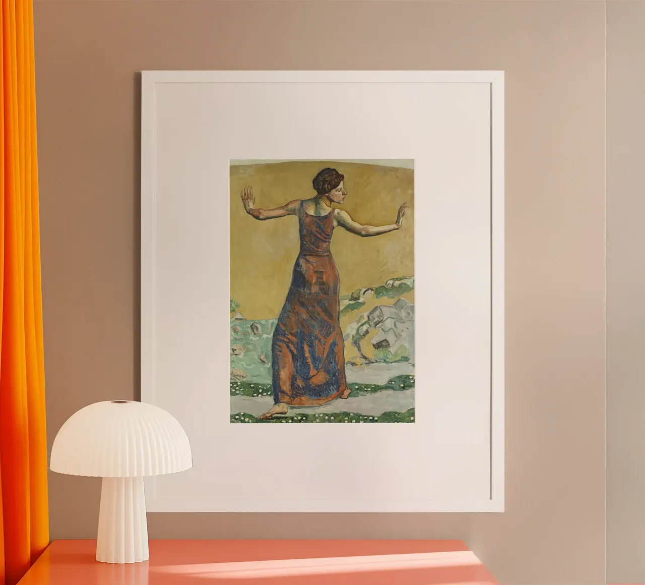 Hodler - Donna felice poster con telaio in legno da ARTOTHEK