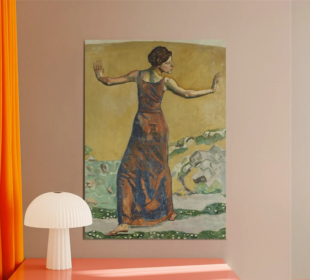 Hodler - Donna felice poster con telaio in legno da ARTOTHEK