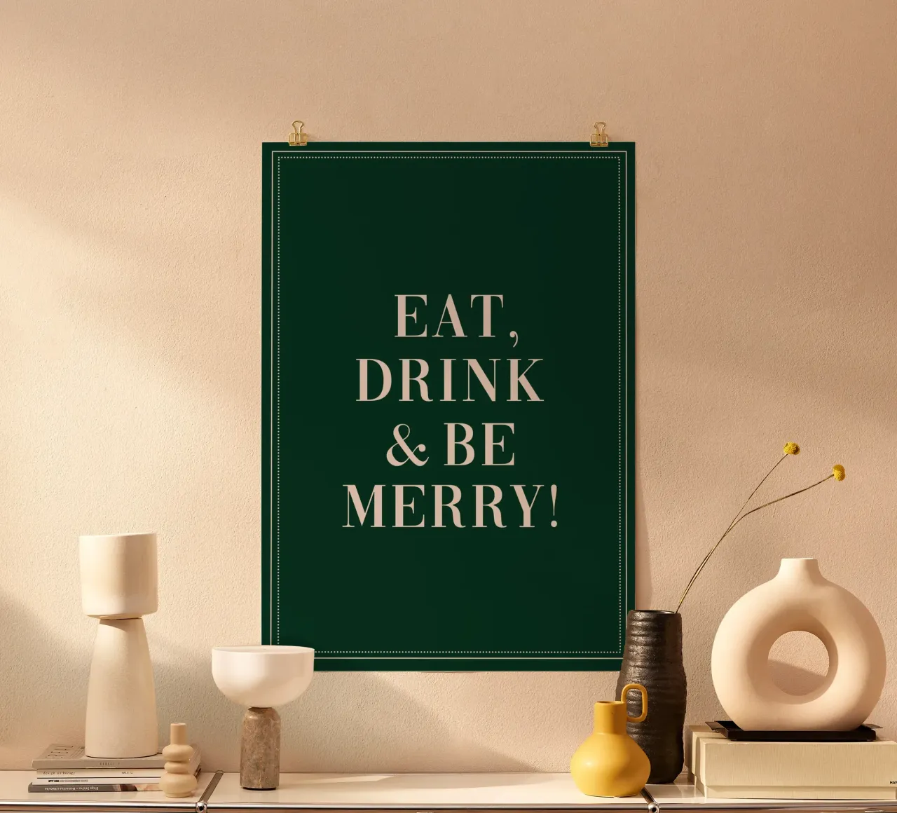 Mangez, buvez et soyez joyeux - Imprimé de Noël poster de Ayleen