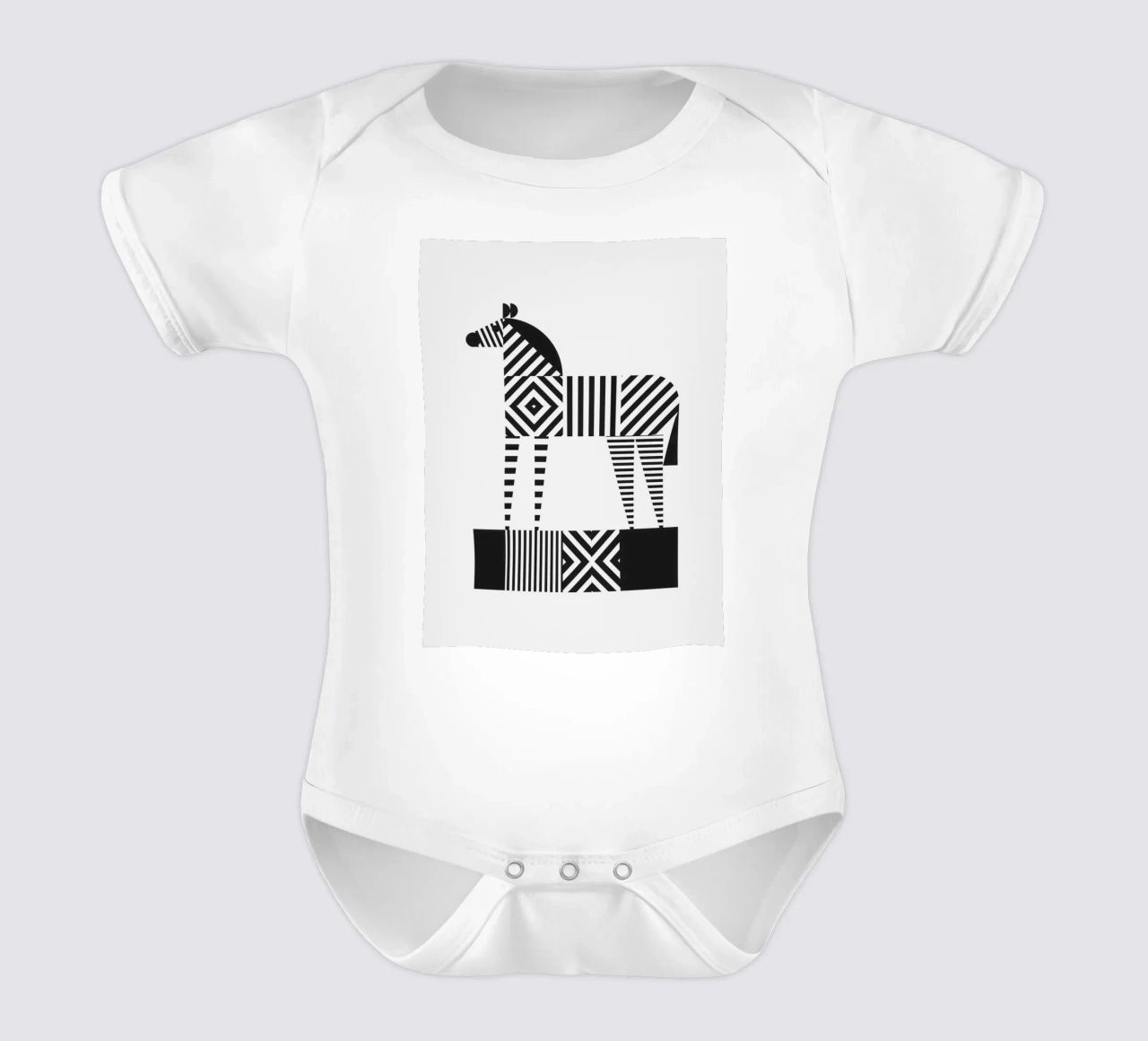Zebra (b&w) body neonato maniche corte da Greg Mably Studio