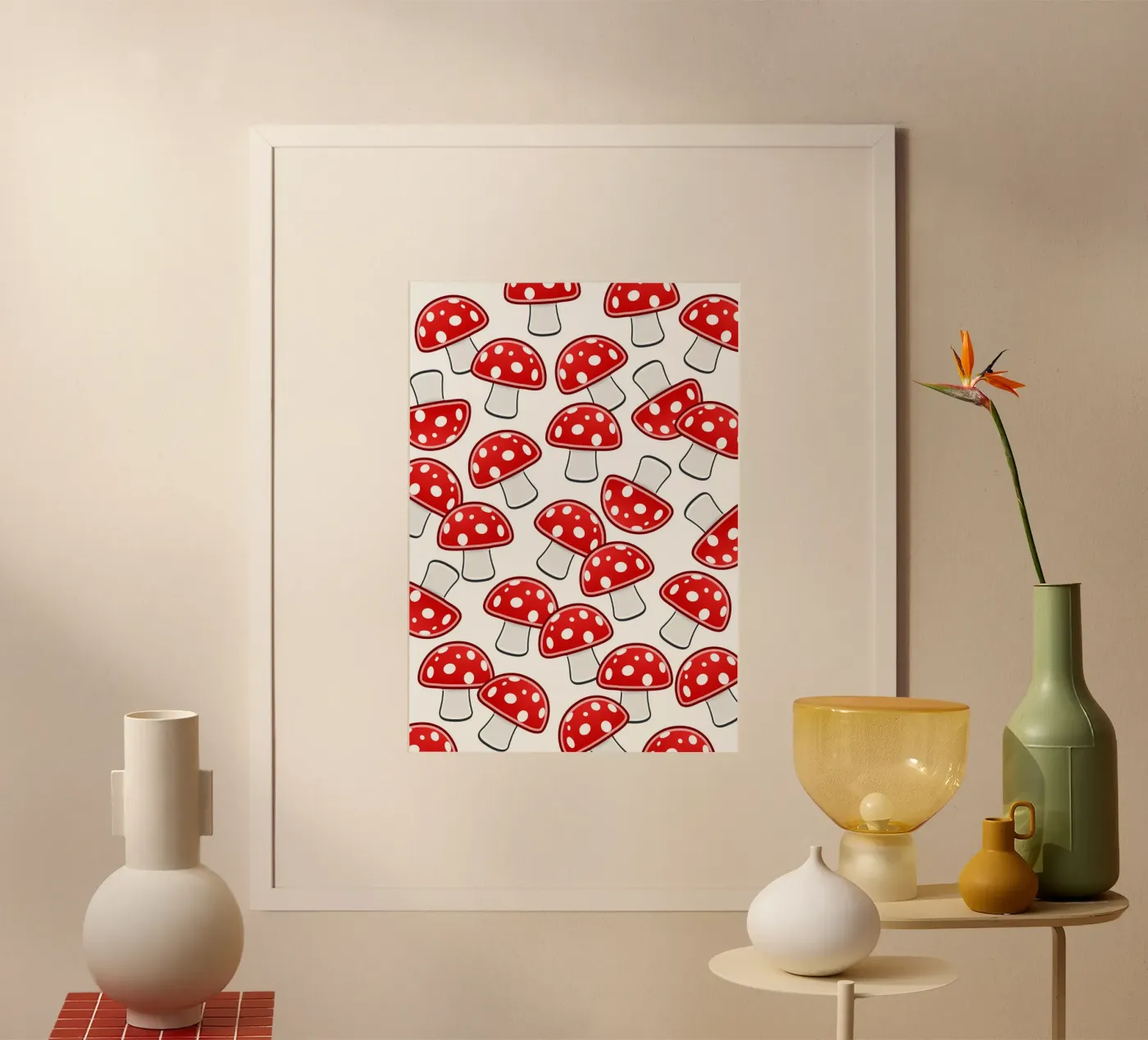 Mushrooms pattern poster by Happypatterns