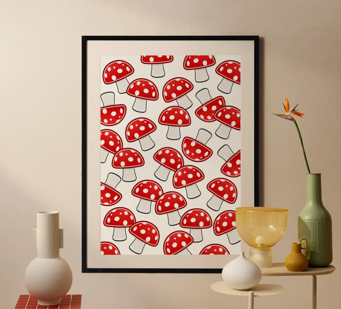 Mushrooms pattern poster by Happypatterns