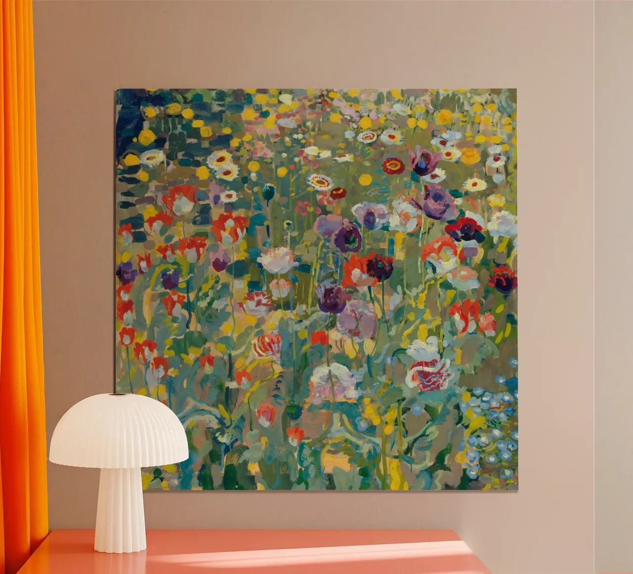 Erich Kuithan - Campo di papaveri poster con telaio in legno da ARTOTHEK