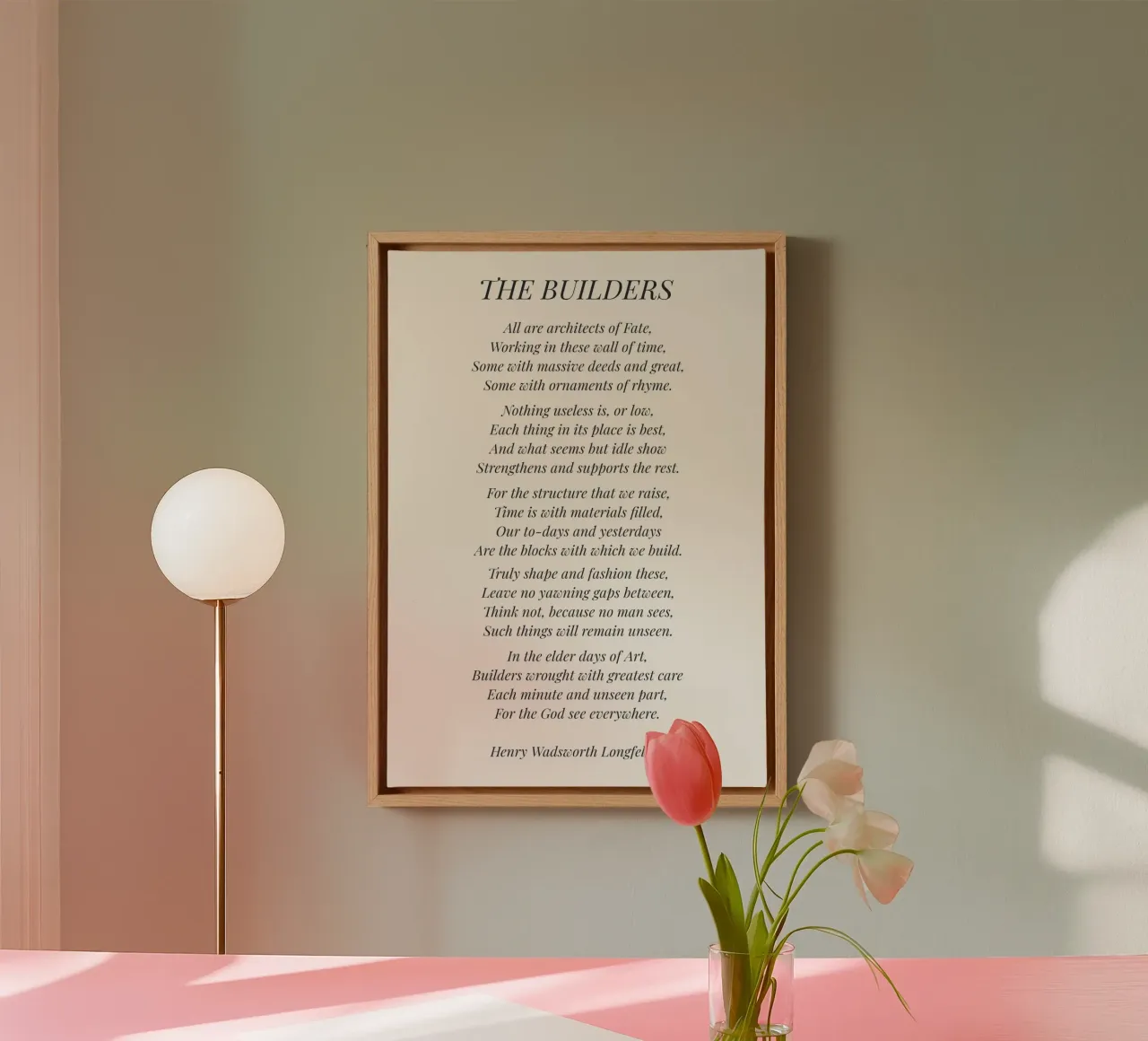 El poema de los constructores lienzo con Marco flotante de Paigaam Studio