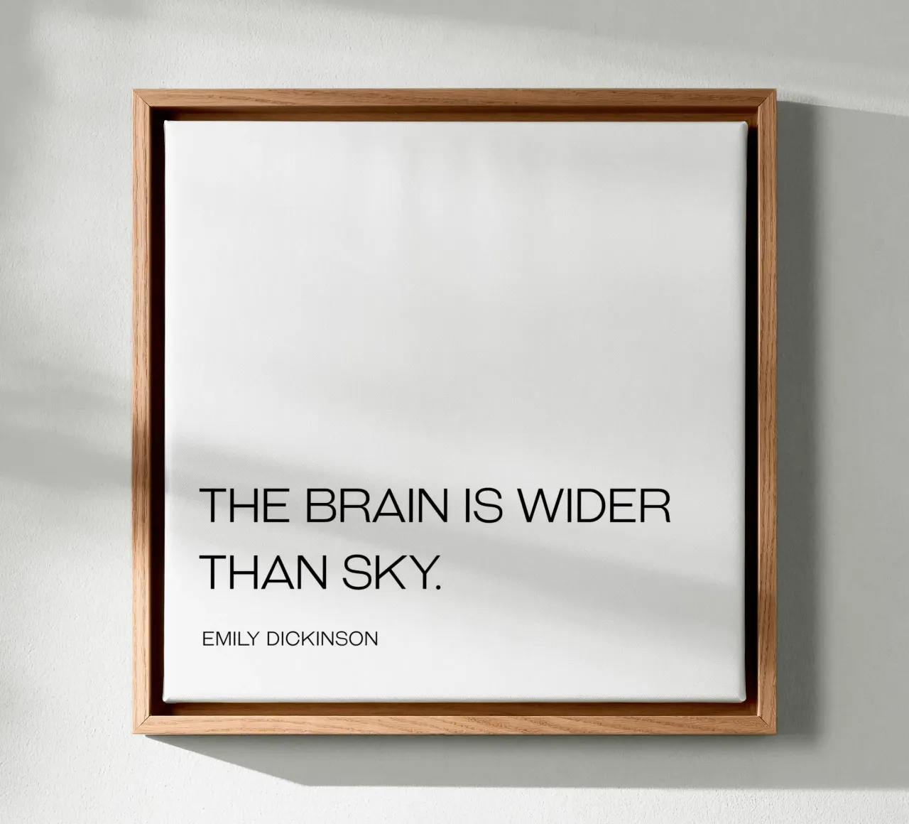 The brain is wider than sky quote canvas with Floater frame by Paigaam Studio